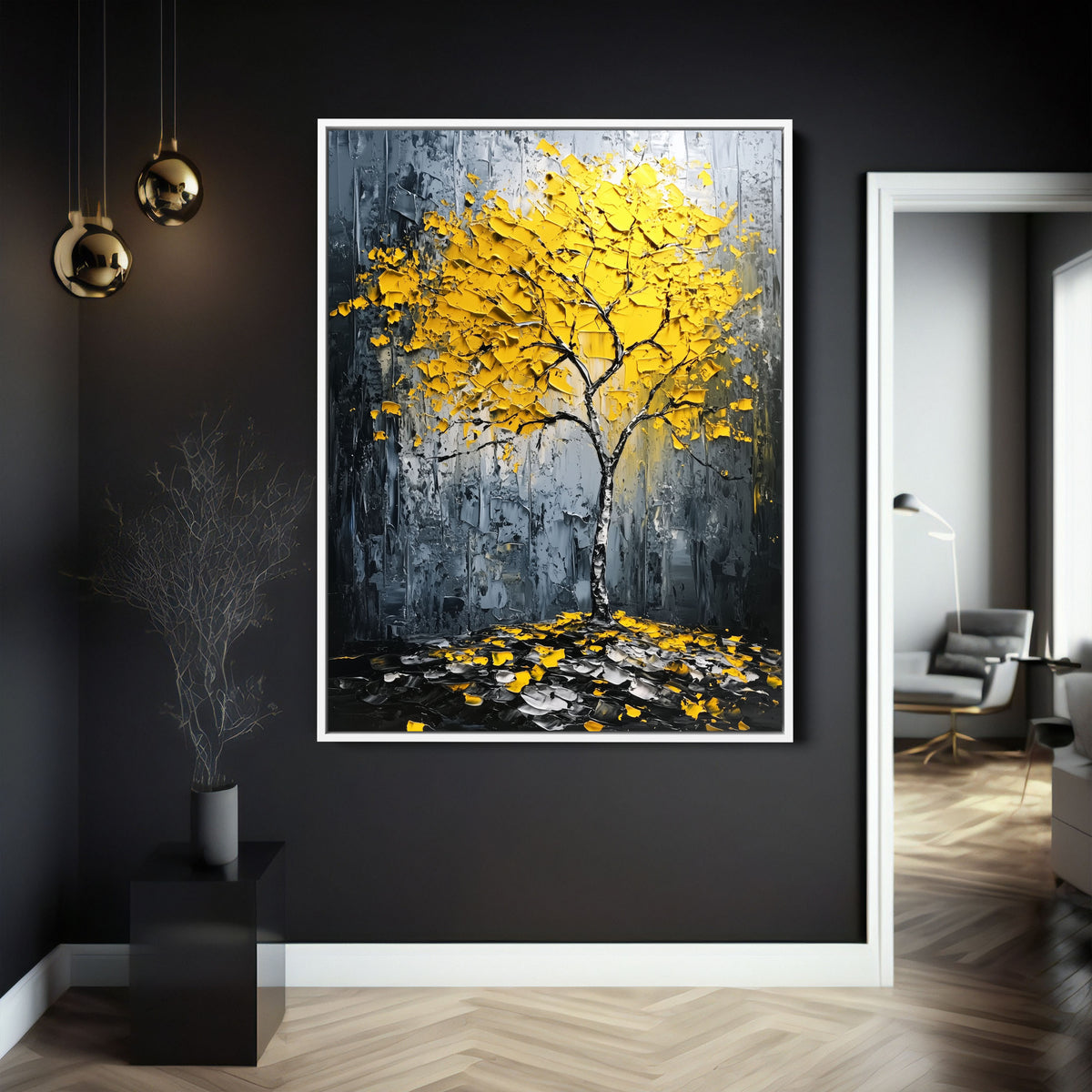 Golden Canopy - Botanical Art with Vibrant Yellow Foliage – Cozy Art Nest